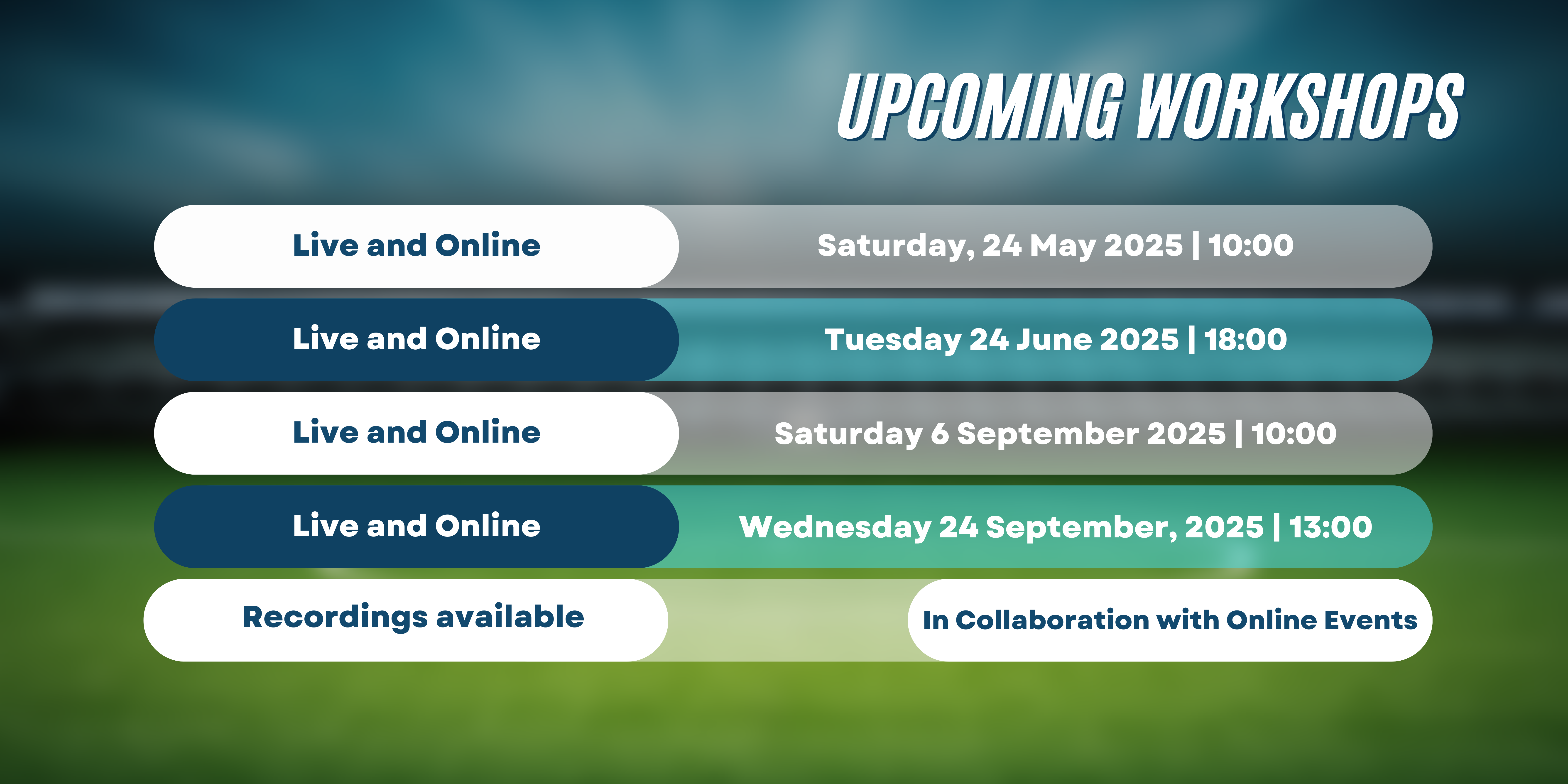 Upcoming workshops Dates and Times of next available clinical will and digital legacy workshops